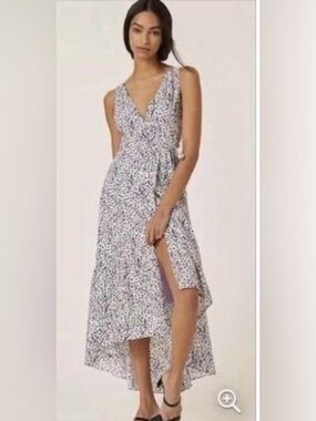 Hutch Anthro Wrap Midi Dress Floral High Low Strappy Back XS